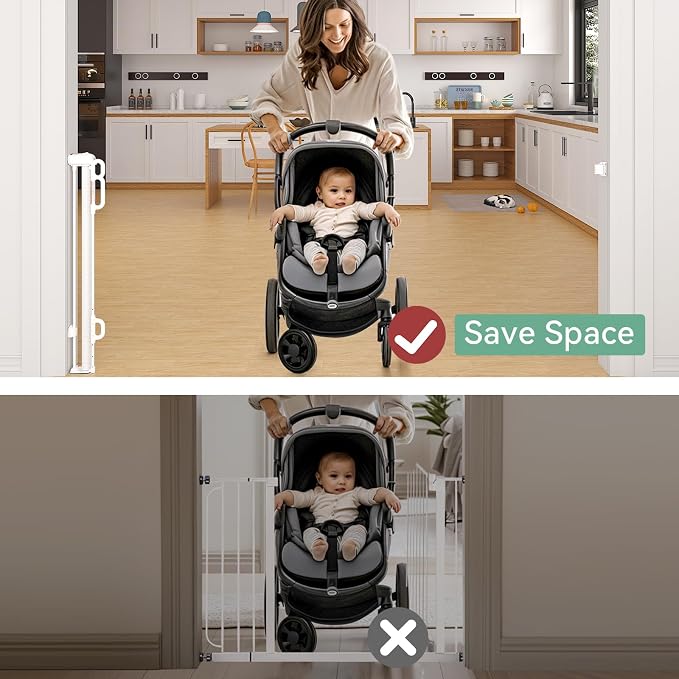 Momcozy Extra Wide Retractable Baby Gate for Large Opening | 41-Inch Tall, Extends to 118-Inch Wide, for Large Openings, Doorways, Hallways, for Dogs and Cats, Indoor/Outdoor Baby Gate