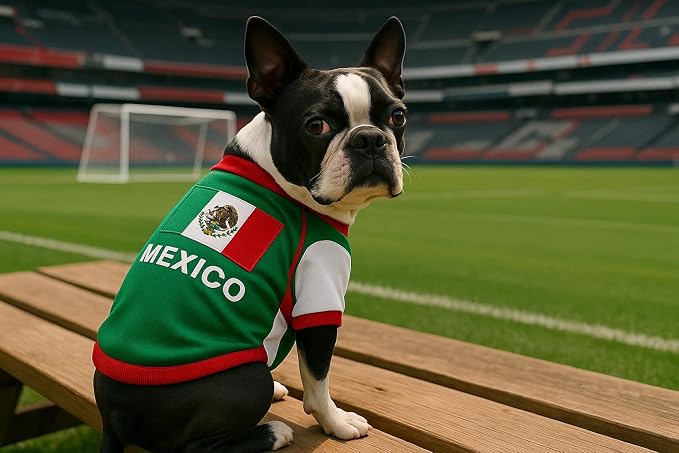 Parisian Pet Dog Mexico Jersey - Breathable Mesh Puppy Football Jersey - Lightweight Stretch Sporty Dog Mexican outfit - Summer Shirts for Medium Dogs - Soccer Jersey for Dogs - Sportswear Pet Clothes