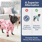 Spark Paws Dog Surgery Recovery Suit – Dog Recovery Suit After Surgery, Anti-Lick Dog Onesie, Abdominal Wound Protector, Soft Cone Alternative for Spay Neuter Male Female Pet Recovery, Pink Hearts,S