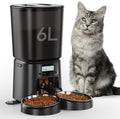 Petrice Automatic Cat Feeder for 2 Cats, 6L/25 Cups Cat Food Dispenser Programmable 30 Portions 6 Meals per Day, Timed Pet Feeder for Kitty Small Dogs with 10S Voice Record, Easy Setup, Black