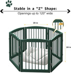 PUPETPO Freestanding Pet Gate for Dogs, Foldable Wooden Dog Gate for House, Extra Wide Indoor Pet Barrier for Stair, Doorway, Hall, Support Feet Included, 120 Inch Wide, 6 Panels 24",Green