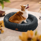 ChiXnuggle Orthopedic Dog Bed, Washable Cover, Faux Fur Bolster Pet Couch | waterproof,egg crate foam,non-slip bottom,for large dogs,dark grey,35*28*7,dog sofa