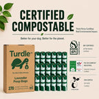 Turdle Compostable Dog Poop Bags Rolls, Lavender Scented, 270 Count | Extra thick, leak proof doggy poop bags & pet waste bags. No added PFAS, plant-based. Compostable dog waste bags. 15/roll.