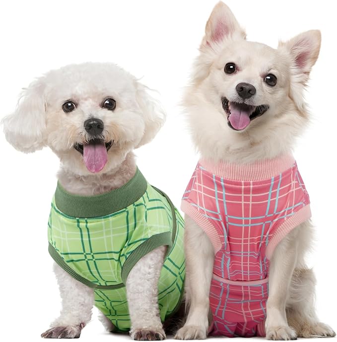 Kuoser Dog Recovery Suit for Female Male Dogs, Post-Surgery Bodysuit for Spay Neuter, Dog Onesie After Surgery, Anti-Licking Pet Surgical Recovery Suit, Pink XS