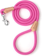 Mile High Life Dog Leash with Genuine Leather Connection, 4/5/6 FT | Rope Leash, Heavy Duty 360° Swivel Metal Clasp, for Small Medium & Large Dogs (Bright Pink, 60 Inch)