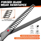 JASON Dog Grooming Chunker Scissors - 7" Professional Thinning Shears Black | 18 Teeth Japanese Stainless Steel Hair Scissor for Dogs, Cats and Other Pets, Gift