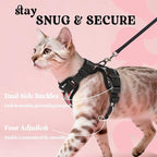 rabbitgoo Cat Harness and Leash Set, Escape Proof Vest, Berry Pounce | Soft Breathable Mesh, Easy Adjustable Fit, Snap Buckles, Sturdy Clip, Reflective Strips, for Small & Average Cats Walks, Xs