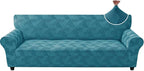 ZNSAYOTX Stretch Oversized Couch Covers for 3 Cushion Couch, 1-Piece Extra Large Sofa Cover Slipcover, Furniture Protector with Elastic Bottom Geometrical Jacquard Fabric (X-Large, Peacock Blue)