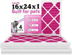 16x24x1 Air Filter (4-Pack) | Made in the USA | Color Changing | Remove Cat and Dog Odor | MERV 8 for Pet Hair Dander and Dust | 15.5"x23.5"x0.75" Exact Size