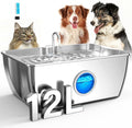 HINTON Stainless Steel Dog Water Fountain for Large Dogs, 12L, 1 Filter | Viewing Window, LED Water Level Indicator, Super Quiet Pump, Easy to Clean, BPA-Free