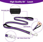 WINSEE Pet Harness Collar and Leash Set, All-in-one Reflective Dog Harness No Pull with Adjustable Buckles for Puppies, Small, Medium, Large, and Extra-Large Dogs (Medium, Purple)