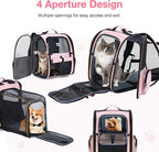 Large Cat Backpack Carrier Expandable Foldable Pet Carrier Backpack for Small Dogs Puppy Medium Cats Fit Up to 18 Lbs for Travel, Hiking,Pink XL Size