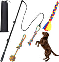 Flirt Pole for Dogs, Heavy Duty Dog Teaser Wand with 3 Replacement Rope | Interactive Tug of War Chase Toy for Small Medium Large Dogs Portable Outdoor Exercise Training Play Equipment
