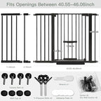 SHYUJAJIE 37 Inch Tall Baby Gate with Small Cat Door | Adjustable 29.55"-46.06 "Wide,Auto Close Dog Gate Easy Walk Thru Pet Gate for Stairs, Doorway, House, Pressure Mounted