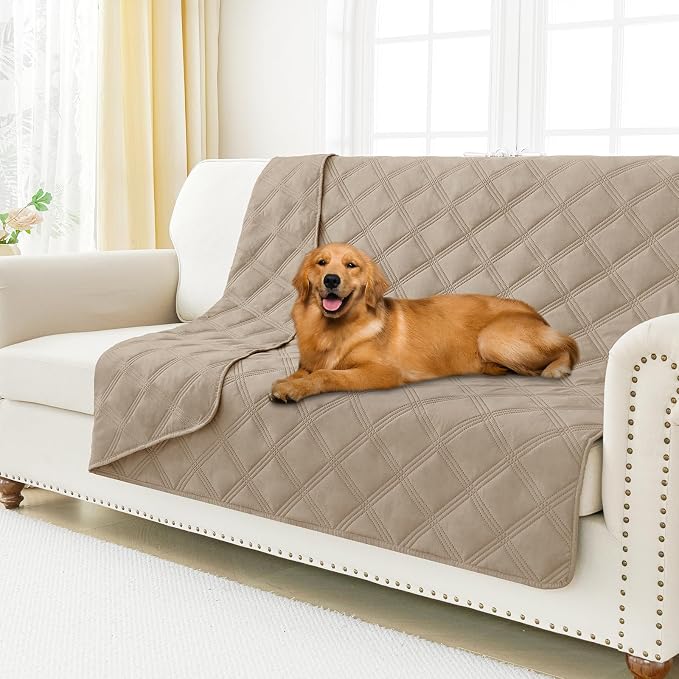 Smiry Waterproof Dog Bed Cover, Reversible Pet Blanket for Sofa Couch | Soft Washable Dog Blanket, Leakproof Couch Cover for Dogs Cats & Furniture Protection, 52x82, Taupe/Taupe