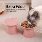 Ceramic Elevated Cat Bowls - 6.2 Inch Extra Wide Raised Cat Food and Water Bowl Set for Indoor Cats, Whisker-Friendly Ceramic Cat Dish for Elder Big Cats & Small Dogs,Pink,4 Pack