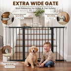 Mumeasy 29.7-51" Extra Wide Baby & Dog Safety Gate for Stairs & Doorways | Pressure/Hardware Mount Child & Pet Gate, Auto Close Easy Access Walk Thru Door for House, Hallway, Indoor & Outdoor, Black