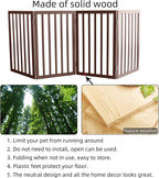 Dog Gate Indoor, Freestanding Dog Fence for The House, Doorways, Hallways,or Stairs,Pet Gate Foldable Wooden,Expandable 32" Height 4 Panels,Brown