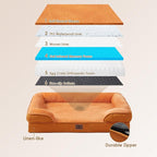 EHEYCIGA Orthopedic Dog Bed Medium Size Dog, Waterproof Washable Pet Beds | Non-Slip Bottom and Egg-Crate Memory Foam Dog Couch Bed with Washable Removable Cover, Pumpkin Orange