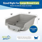 KittyGoHere Senior Cat Litter Box Jumbo with Scoop - 2 Pack Misty Gray | Open Top Low Entrance Kitty Litter Box With Long-handle Jumbo Scoop, Lightweight Low Entry Litters Box, Durable, Made in USA