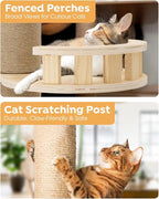 Veehoo Floor to Ceiling Cat Tree,106-123" Adjustable Tall Tension Cat Tower | 4.5" Sturdy Thickened Scratching Posts, Space-Saving, 7 Tier Climbing Pole, No Drilling, Corner Tree for Indoor Cat, Wood