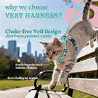 rabbitgoo Cat Harness and Leash Set, Escape Proof Vest, Green & Pink | Soft Breathable Mesh, Easy Adjustable Fit, Snap Buckles, Sturdy Clip, Reflective Strips, for Medium to Large Cats Walks, M