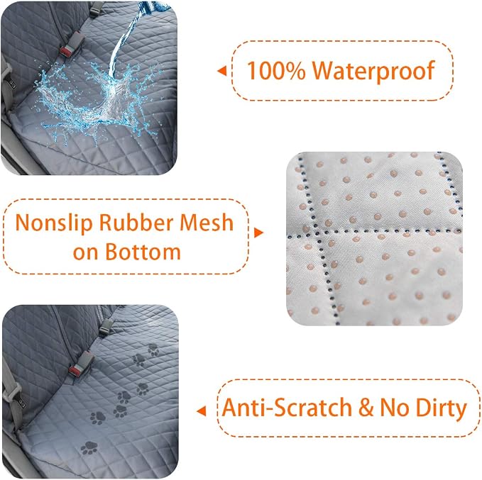 Honest Bench Dog Car Seat Covers with Side Flap,Dog seat Cover for Cars, Trucks, and Suv's - Waterproof & Nonslip Pet Seat Cover for Backseat