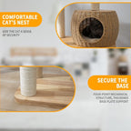 59-Inch Modern Cat Tree Tower for Large Indoor Cats, Handwoven Basket Condo | Stable multi-level structure, reinforced base, 8 cm sisal posts, clear space capsule, hammock, washable cooling & plush mats