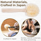 Wablade Cat Brush for Sensitive Cats & Kittens, Soft, 7.5", Made in Japan | Daily grooming & massage for routine care, gently lifts loose surface fur with natural sisal fibers (Not a Deshedding Tool)