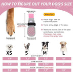 SCENEREAL Anti Slip Dog Socks to Prevent Licking Paws for Hot/Cold Pavement, Paw Protector Traction Control on Hardwood Floor, Dog Shoes Booties for Puppy Small Medium Large Senior Dogs, Pink XS