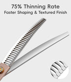 Professional Curved Chunker Dog Grooming Scissors 7.0'' Rose Gold Thinning Shears Extremely Sharp Blades 440C Stainless Steel Thinning Shears Durable Smooth Fine Cut for Dogs and Cats.