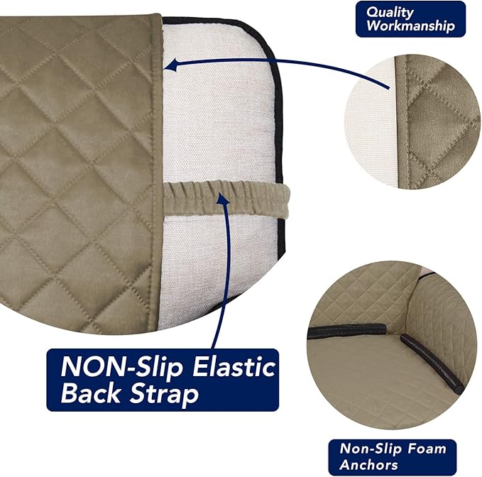 PureFit Reversible Quilted Sofa Cover, Water Resistant Medium Slipcover Furniture Protector, Washable Couch Cover with Non Slip Foam and Elastic Straps for Kids, Dogs, Pets (Loveseat, Beige/Beige) | Beige/Beige, Water Resistant Couch Protector, Washabl...