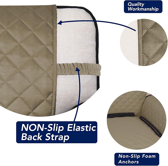 PureFit Reversible Chair Sofa Cover Dog Couch Covers for Sofa, 25.5 in | Beige/Beige, Water Resistant Couch Protector, Washable Pet Couch Cover with Non Slip and Elastic Straps For Kids