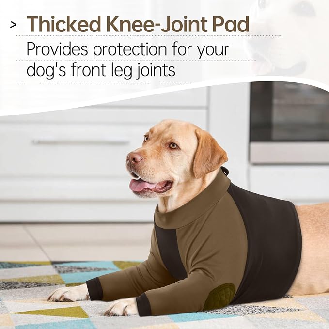 Lelepet Dog Recovery Sleeve for Wounds Front Legs, Stop Licking Dog Shirt | Elbow Protector for Leg Injuries Shoulder Wounds After Surgery Male Female,Zippered Long-Sleeved Shirt Cone Alternative S-3XL
