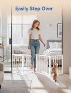 BFNN Small Dog Gate Indoor, Up to 48" W Freestanding Pet/Puppy Fence | Flexible Space Control | Chewproof Steel Frame | 16.5" Step-Over Gate | Foldable | Drill-Free Setup | For Stairs & Doorways