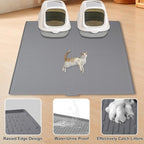 Cat Litter Box Mat, 47" x 35" Extra Large Silicone Cat Litter Mat | Waterproof & Washable Kitty Litter Catcher Matt, Soft on Paws Non-Slip Easy to Clean Reduces Litter Tracking for Indoor Cats