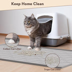 Garoopion Silicone Cat Litter Mat 34×22 inch, Easy to Clean, Gray | Waterproof Silicone Mat with Raised Edges, Catch Litter, Protect Floor from Urine, Multi-Use for Dog/Sink/Kitchen/Boots