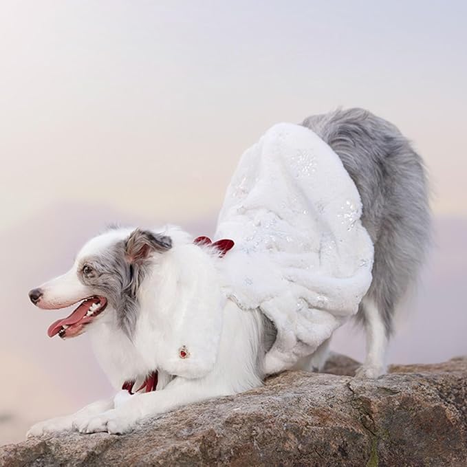 FLAdorepet White Large Dog Christmas Snowflake Dress Outfit Costume,5XL | Ideal for Medium Large Giant Dogs;Prefect for Christmas Holiday Wedding Birthday;Soft Thick Fleece Warm Winter Dog Clothes