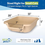 KittyGohere Senior Cat Litter Box Small with Scoop, Beach Sand | Open Top Low Entrance Kitty Litter Box With With Long-handle Jumbo Scoop, Lightweight & Durable Litters Box, Made in USA