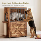 Cat Feeding Station, Dog Proof Cat Feeding Station with Scratching Post, Elevated Food Bowls with Stand, Cats Tree with Food Storage for Small Spaces, Pet House Furniture (Vintage)