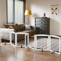 PUPETPO Freestanding Pet Gates with Walk Through Door, Dog Indoor Fence, Dog Gate for The House, Stairs, Extra Wide Pet Gate, Support Feet Included, 120 Inch Wide, 6 Panels 24" Tall, White & Black