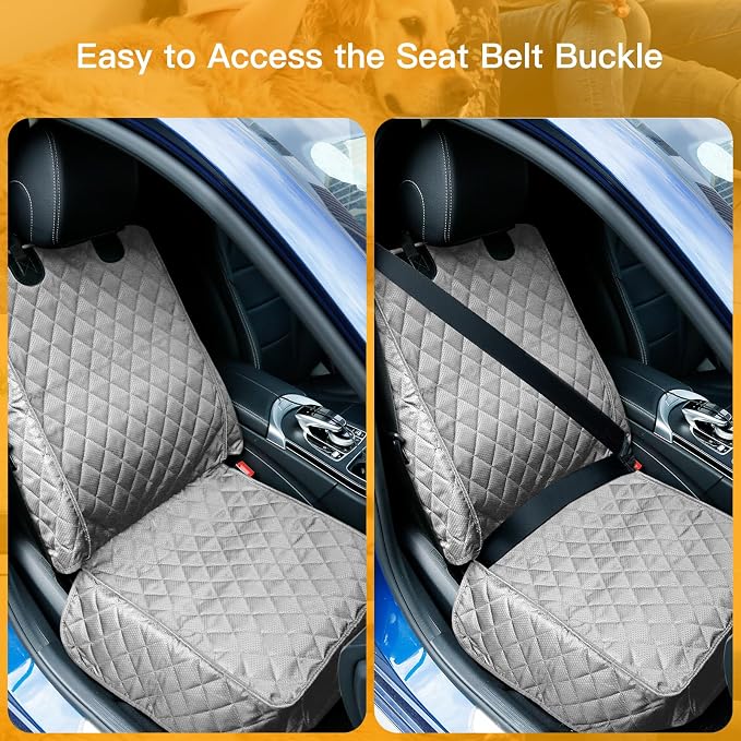 PETICON Waterproof Front Seat Car Cover 2 Pack, Full Protection | Dog Car Seat Cover with Side Flaps, Nonslip Scratchproof Captain Chair Seat Cover Fits for Cars, Trucks, SUVs, Jeep, Gray