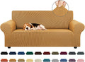Stretch Loveseat Couch Cover, 2 Cushion Couch Slipcover,Golden | 1-Piece Washable Sofa Cover Pet Friendly (55"-78") Furniture Protector Soft Jacquard, Elastic Bottom for Dogs & Kids