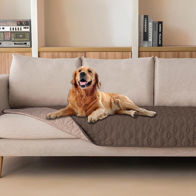 gogobunny 100% Double-Sided Waterproof Dog Bed Cover Pet Blanket Sofa Couch Furniture Protector for Puppy Large Dog Cat, Reversible (30x90 Inch (Pack of 1), Dark Chocolate/Light Chocolate)