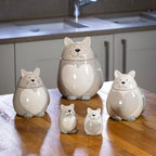 SPOTTED DOG GIFT COMPANY Ceramic Cookie Jar with Lid, Large Cat Treat Container for Cookies & Biscuits, Cute Novelty Kitchen Storage for Countertop, Gifts for Cat Lovers - 43oz White
