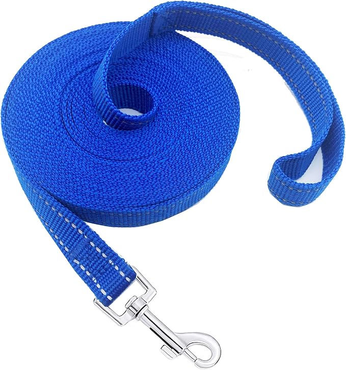 Nylon Training Dog Leash for Small Medium Dogs, 15ft 20ft 30ft 50ft 100ft Reflective Long Leash Dog/Puppy Lead for Obedience Recall Training, Camping