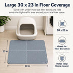 Silicone Cat Litter Mat, 30'' × 23'' Large Waterproof Cat Pad for Litter Box, Easy-Clean Trapping Surface with Raised Edge, Gentle on Paws, Gray
