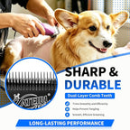 3 Pack Pet Grooming Clipper Blades with Steel Cutters, Sizes 10, 30 & 7FC, Black, Compatible with Andis, Oster A5, Wahl KM10 A5 Style Dog Clippers