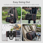 Petsfit Large Expandable Cat Carrier for Travel, Up to 18 lb | 19 x 12 x 12 in; roomy expandable space with a reinforced frame, locking zippers, interior safety tether and large pocket.