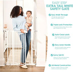 Regalo Safety 36" Extra Tall Baby Gate, Bottom of Stairs & Doorways | Fits Openings 29"-36.5" Wide, Pressure Mounted with Door, For Babies, Toddlers & Pets, White